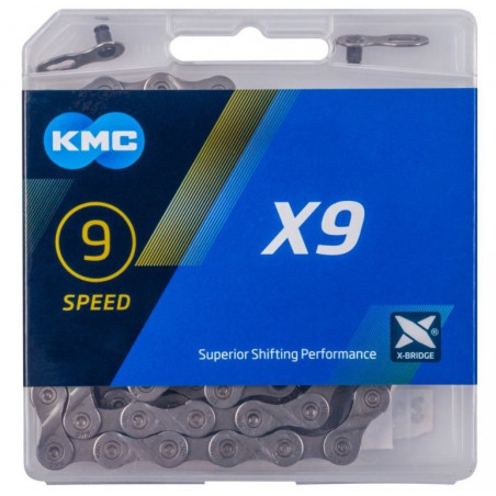 Řetěz KMC | X9 | 1/2" x 11/128" | 114 článků | stříbrný-šedý | box